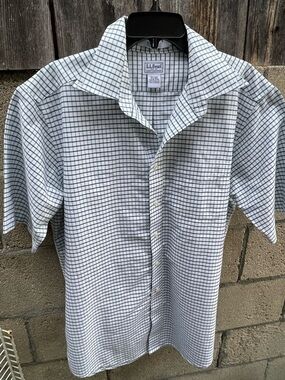 L.L. Bean Wrinkle-Free Kennebunk Sport Shirt Men’s Short Sleeve Button-Up Check